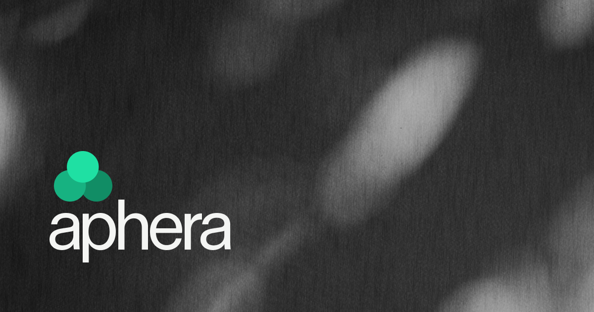 aphera logo on a black and white, non-representational image; blurry oblong blobs