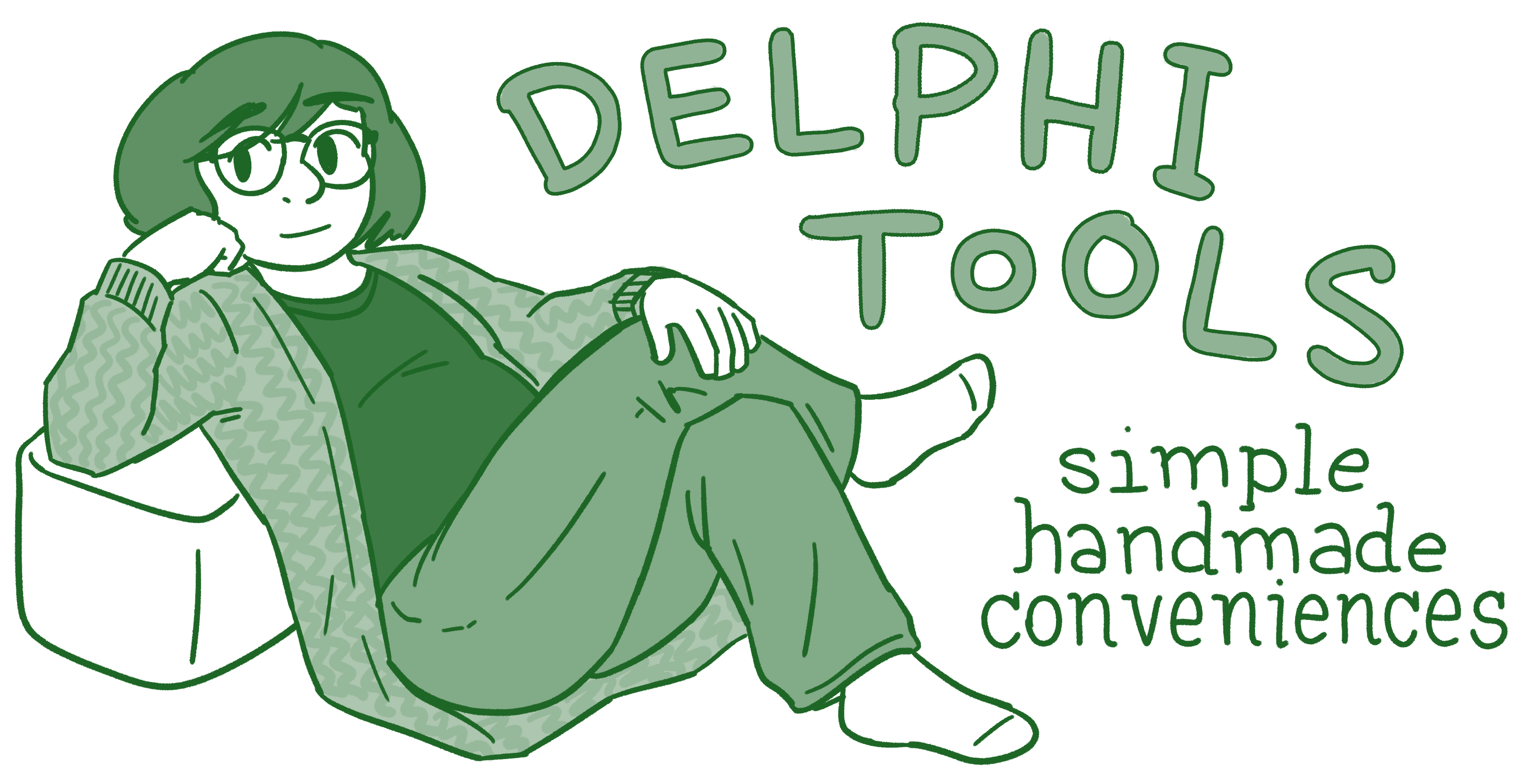 An illustration of a figure lounging and the words 