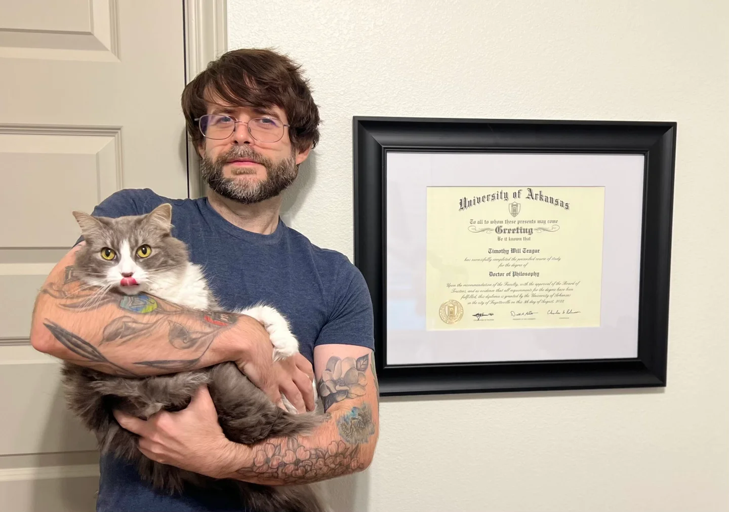 The author with his cat, Persephone 